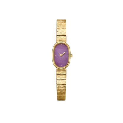 18mm Oval Quartz Watch with Dusk Pearl-Effect Dial and Warm-Tone Bracelet