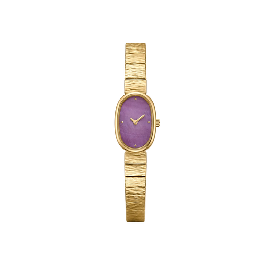 18mm Oval Quartz Watch with Dusk Pearl-Effect Dial and Warm-Tone Bracelet