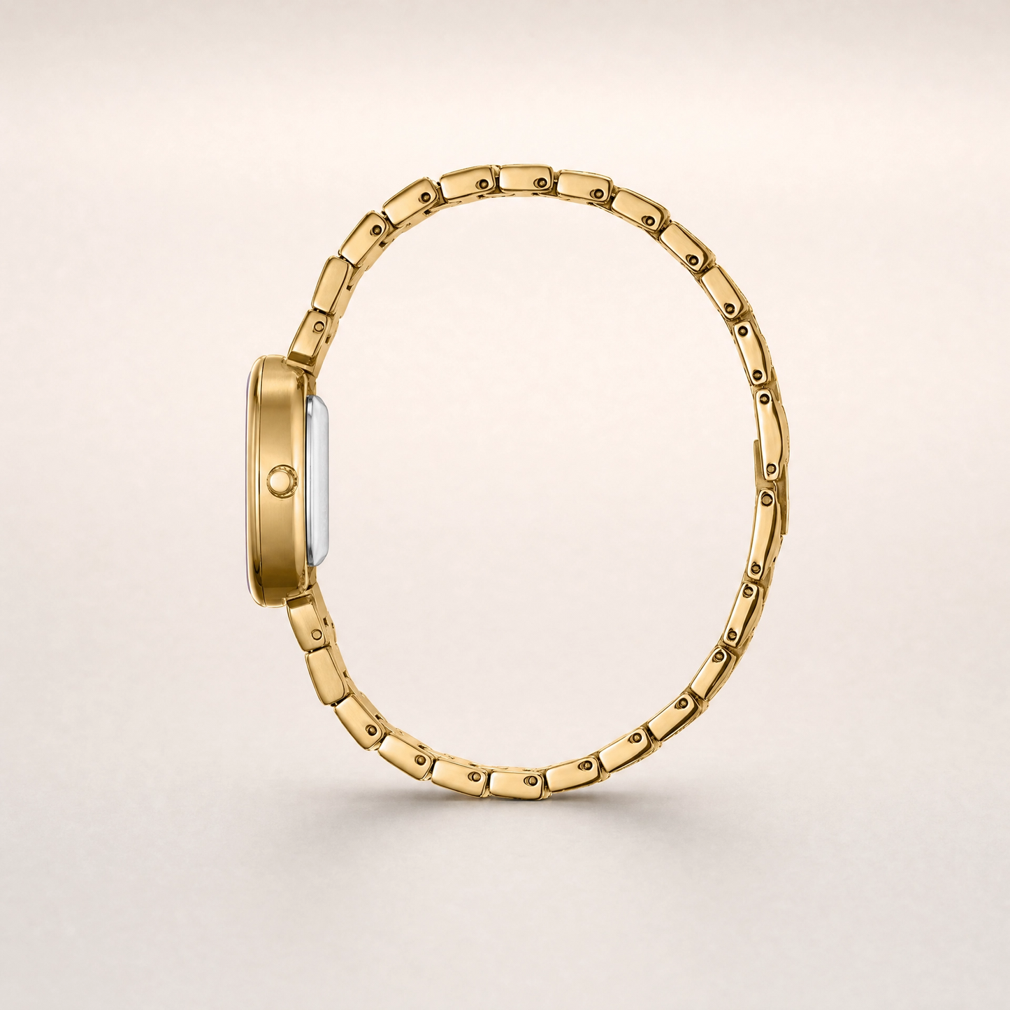 26mm Square Quartz Watch with Brown Brushed Dial and Warm-Tone Bracelet