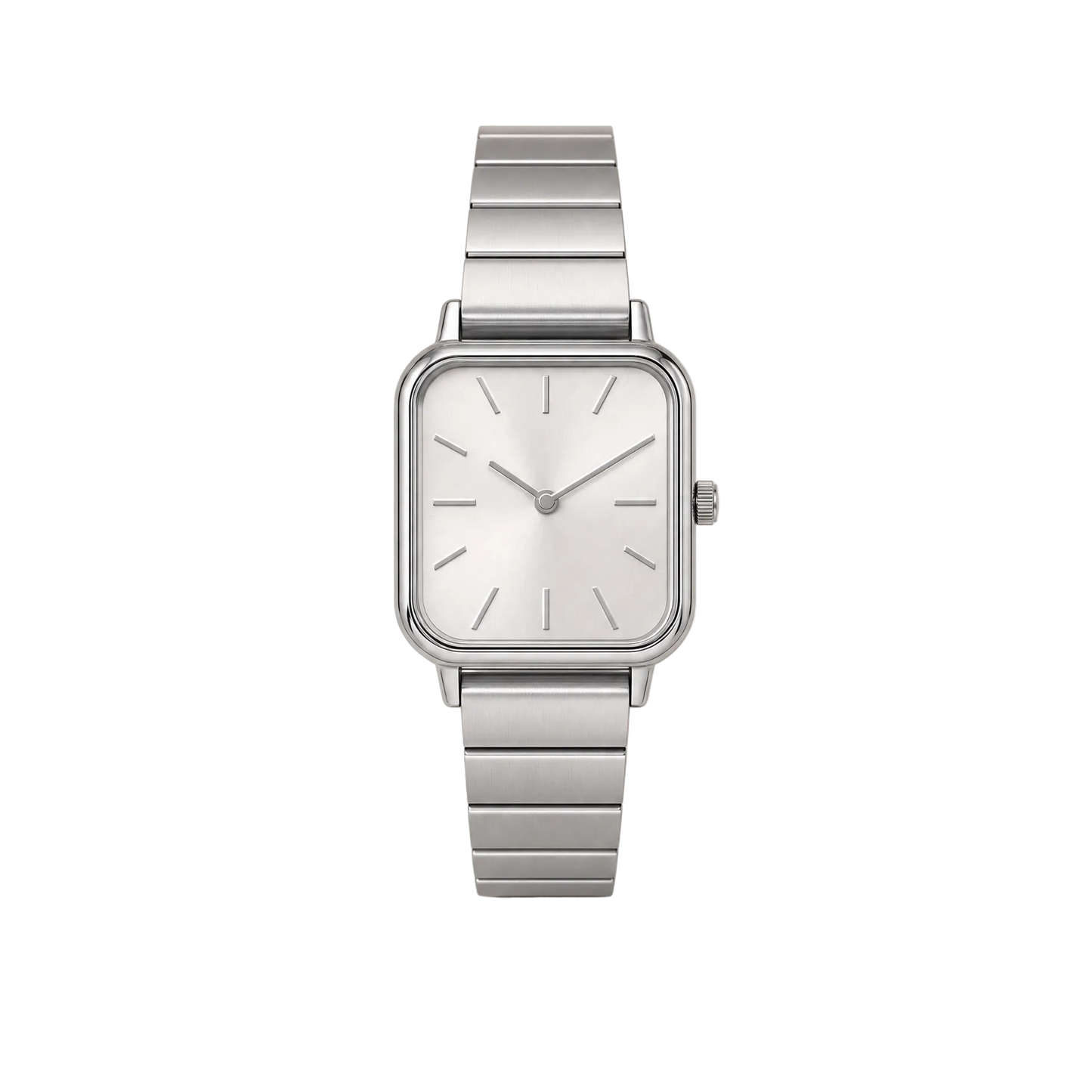 26mm Square Quartz Watch with Light Dial and Silver-Tone Bracelet